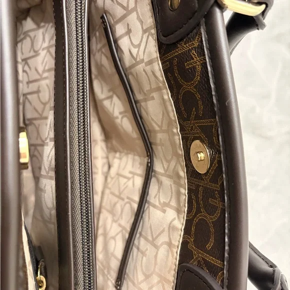 Calvin Klein Dark Brown Monogram Shoulder Bag - Picture 5 of 8